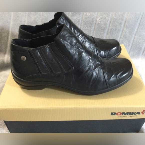 Romika Leather Slip-on Black Ankle Boots EU 36 US 5 to 5.5 - Picture 4 of 12